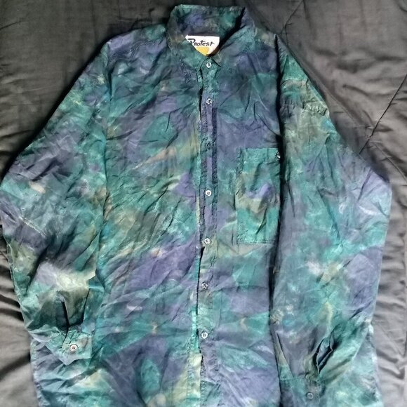 Vintage Protest Abstract Strokes Silk Shirt - Picture 2 of 7